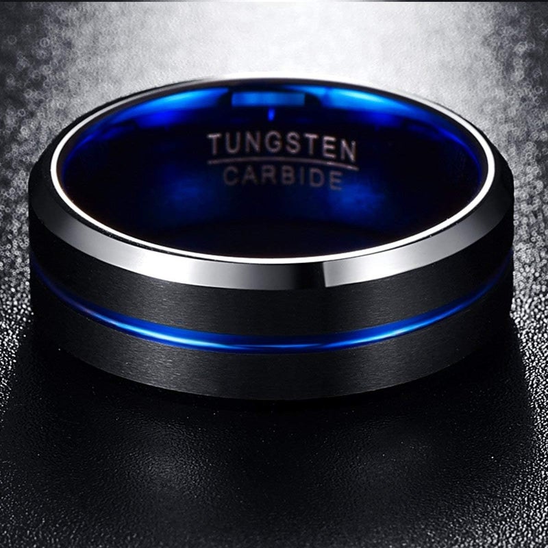 NUNCAD Tungsten Ring for Men Women Wedding Bands 4/6/8/10mm Width Multicolor Available Groove Beveled Edges Engraved I Love You Size 4 to 17 - Image 2