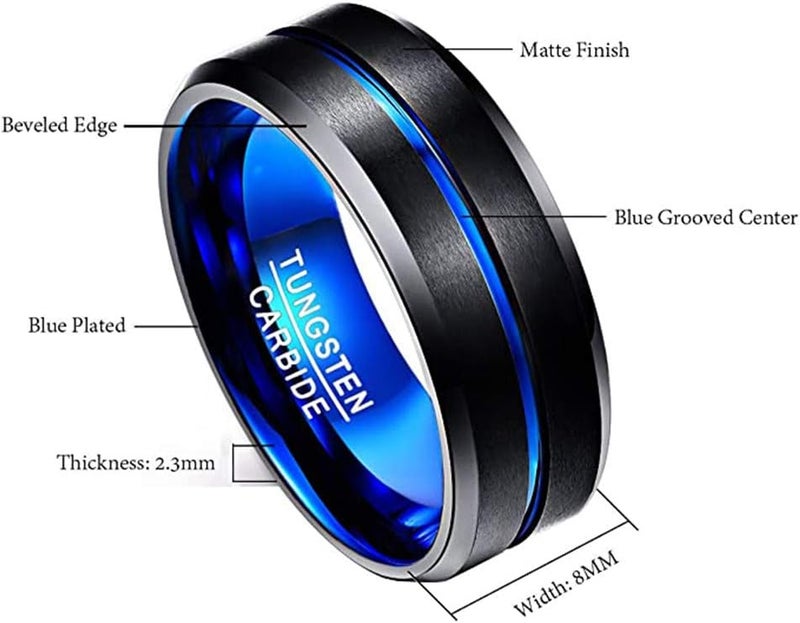 NUNCAD Tungsten Ring for Men Women Wedding Bands 4/6/8/10mm Width Multicolor Available Groove Beveled Edges Engraved I Love You Size 4 to 17 - Image 4