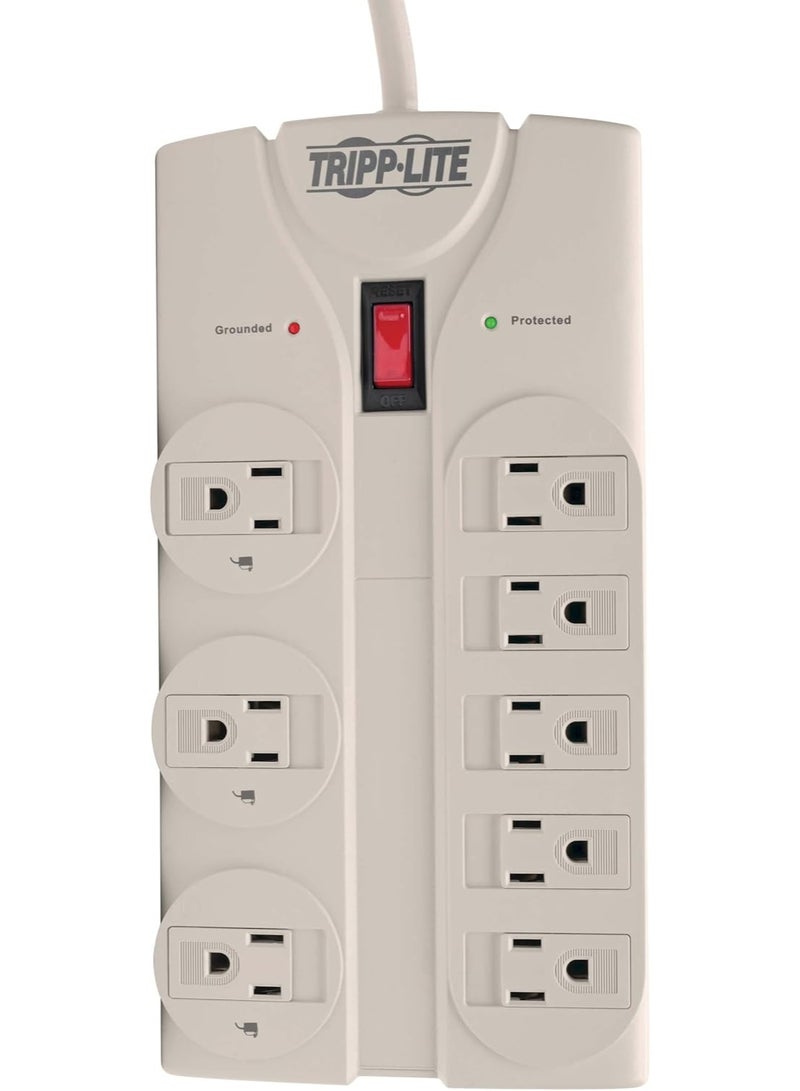 Tripp Lite ترِب لايت 8 مخرج واقي من زيادة التيار شريط الطاقة، سلك بطول 8 أقدام قابس بزاوية صحيحة، (TLP808) رمادي فاتح - Image 4