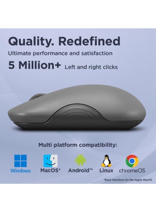350 – Silent Bluetooth Mouse (Infrared Optical, Ergonomic, Ambidextrous, Programmable Buttons, Dynamic Wheel, 3 DPI Levels, x1 AA Battery, Easy Switch to 2 Devices) Moon Grey grey - view 4