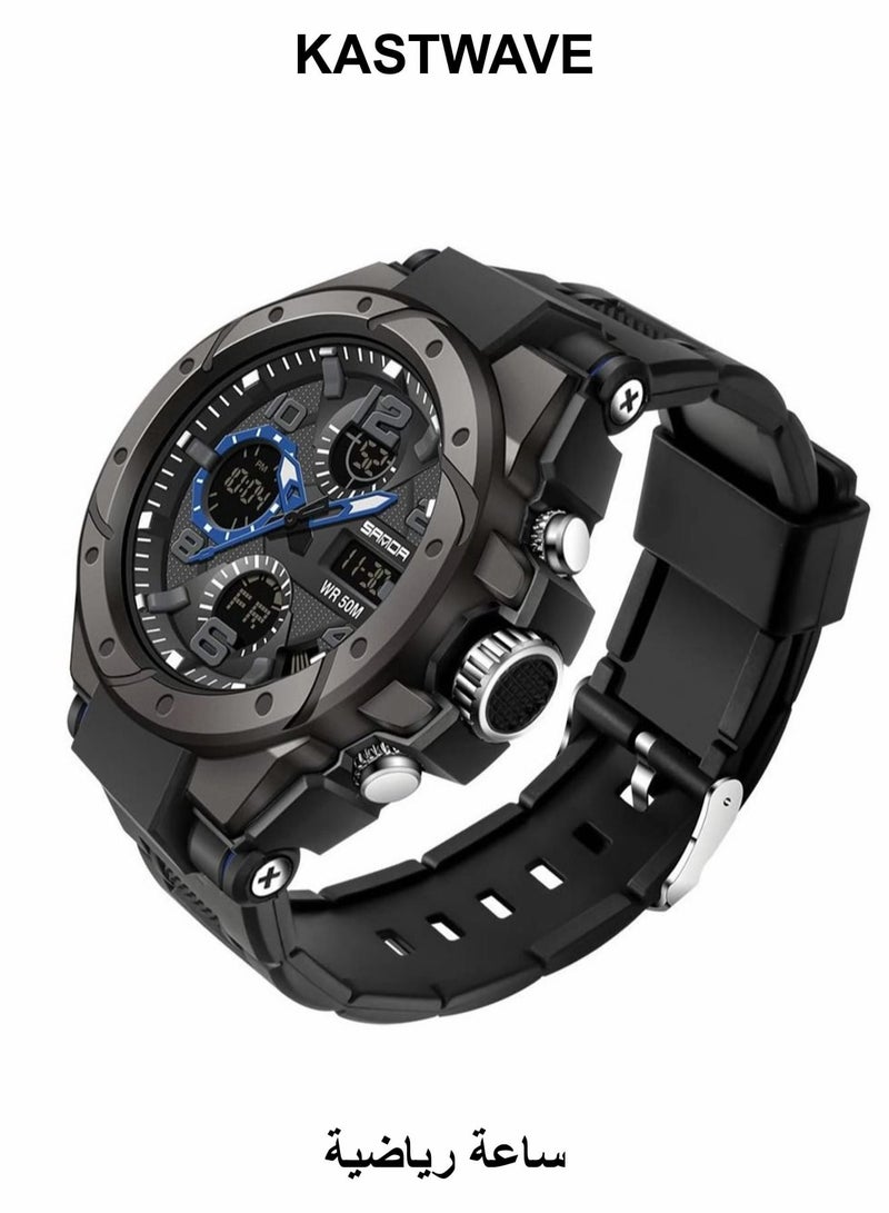 KASTWAVE Men's Analog Sports Watch, Digital Outdoor Sports Electronic Watch,  Large Dual Display Waterproof Tactical Watches - Image 1