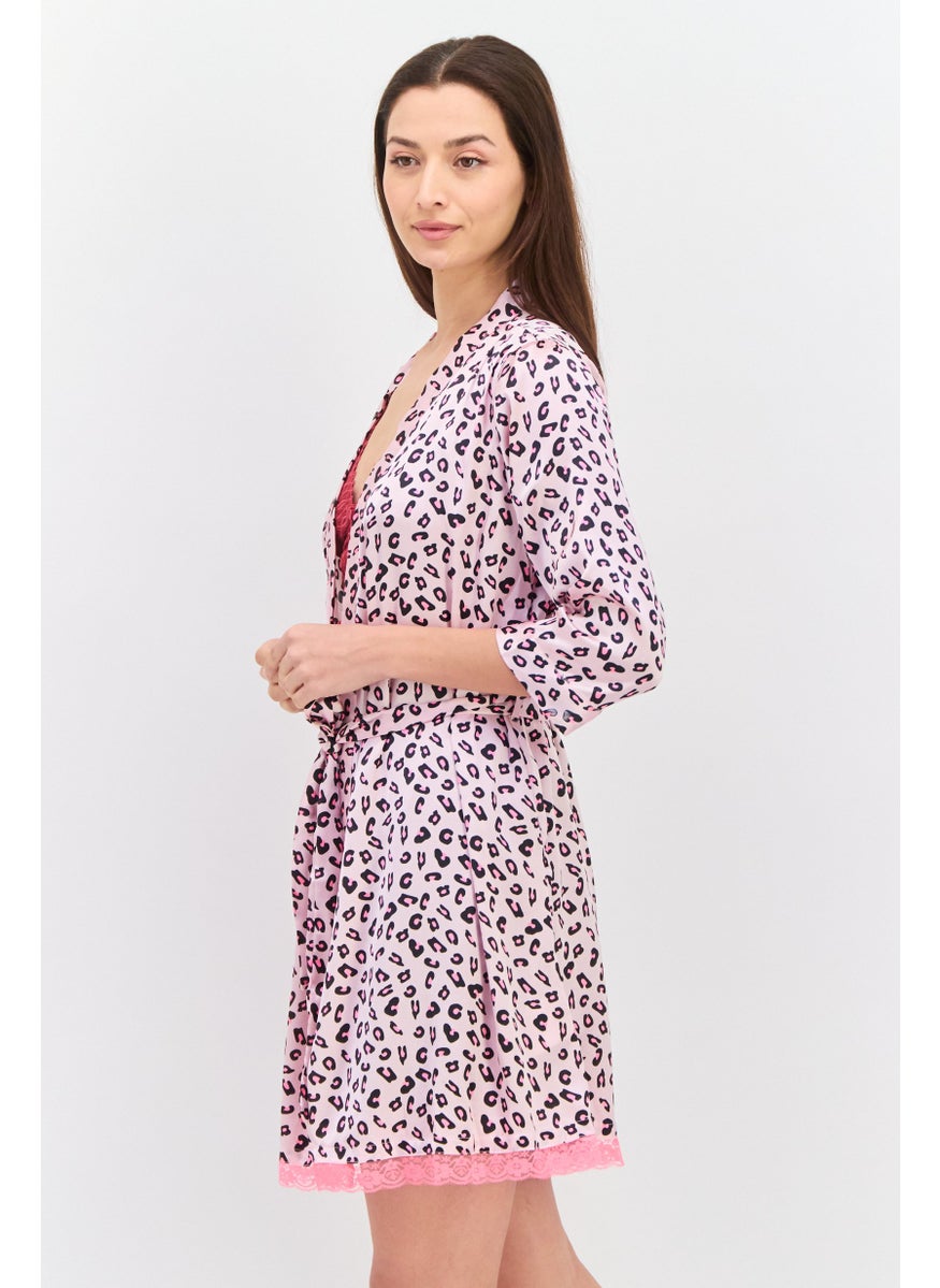 BRAVE SOUL Women Animal Print Belted Tie Robes, Multicolor  - Image 2