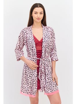 BRAVE SOUL Women Animal Print Belted Tie Robes, Multicolor  - Image 1