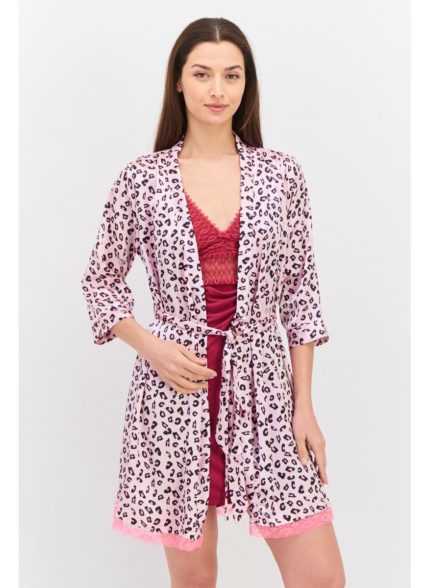 BRAVE SOUL Women Animal Print Belted Tie Robes, Multicolor  - Image 1