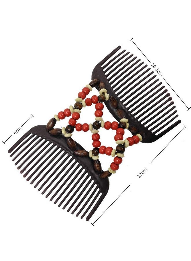 Lovef 4 Pieces Beads Hair Combs Magic Elastic Hair Clips Stretchy Hair Comb Double Clips For Women Girls Hair Accessory - Image 3