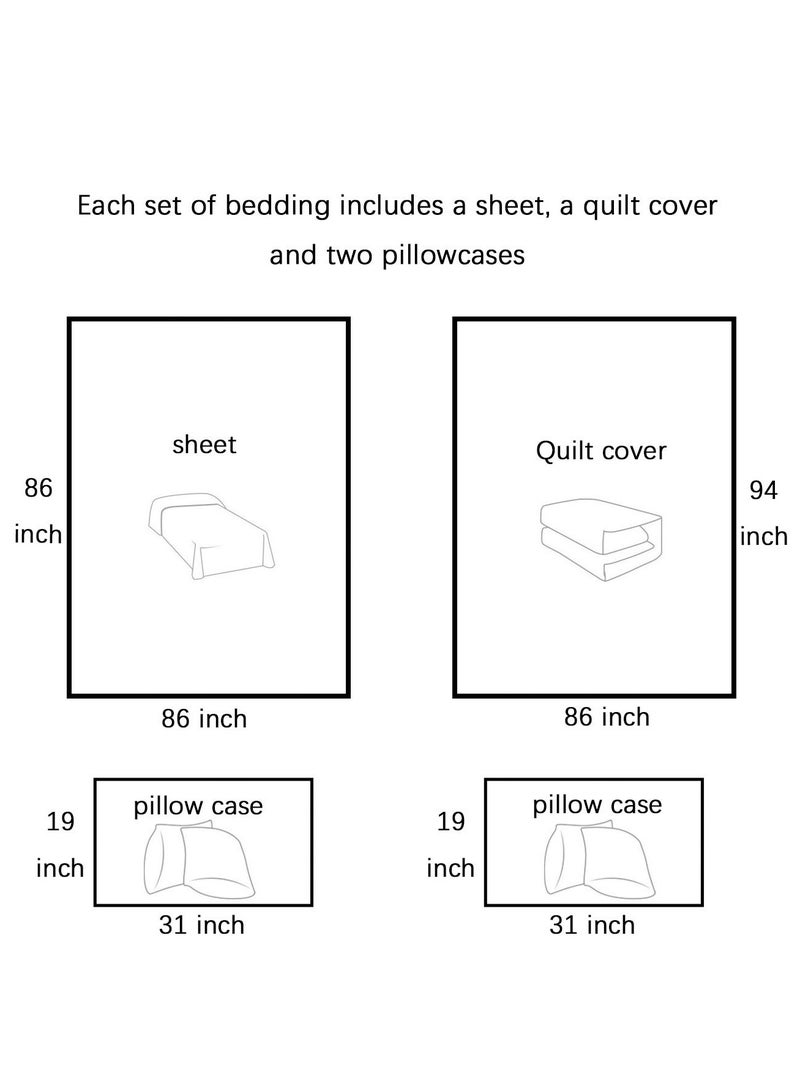 SOLARAE 2 Sets of Portable Disposable Bedding: Travel-Ready 4-Piece Double Set with Bed Sheets, Quilt Cover, and Pillowcase for Convenient Travel Use. - Image 5