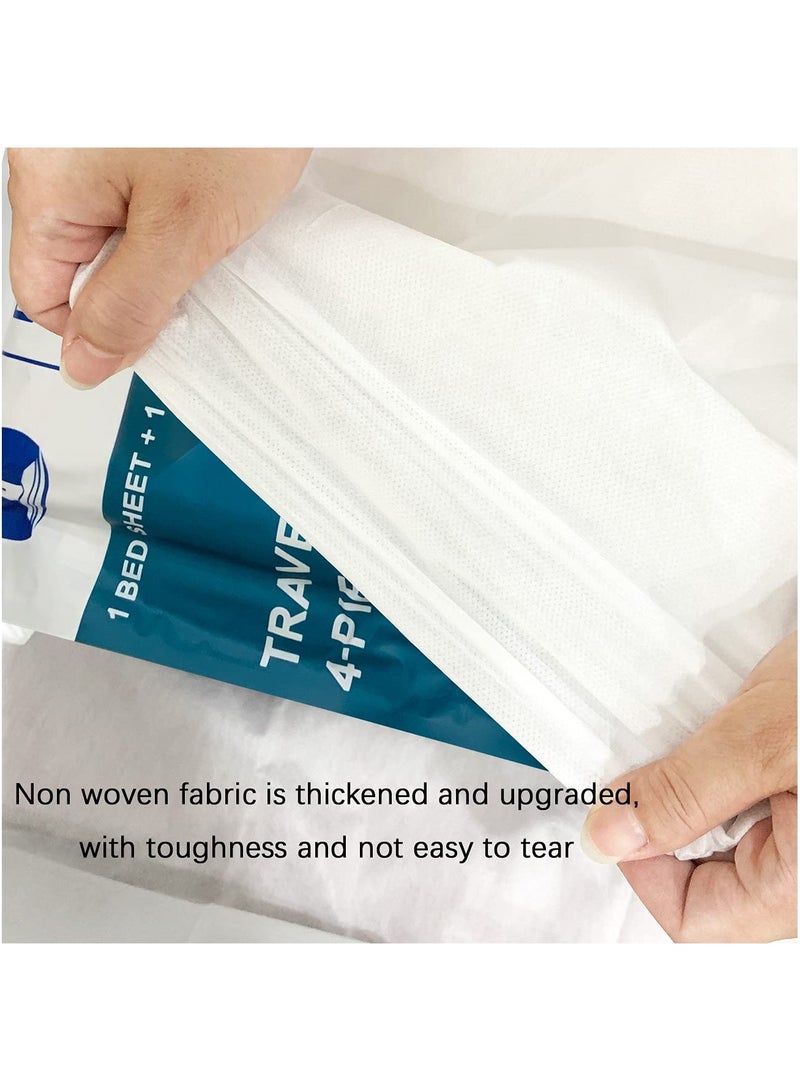 SOLARAE 2 Sets of Portable Disposable Bedding: Travel-Ready 4-Piece Double Set with Bed Sheets, Quilt Cover, and Pillowcase for Convenient Travel Use. - Image 4