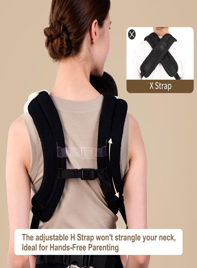 Bebamour Baby Carrier Ergonomic Infant Carrier for 7-32lbs, Adjustable Knob for Baby Hip Healthy Develop, Soft Cotton Infant Carrier,Front and Back Baby Carrier with 2 Teething Pads (White) - Image 3