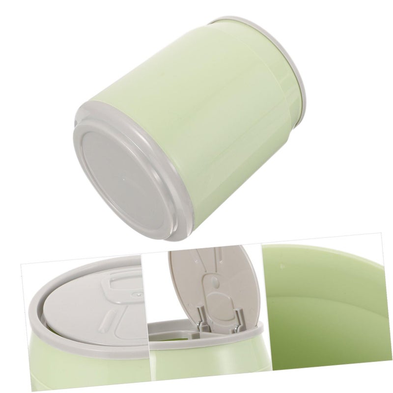 Mini Desktop Trash Can With Lid Small Plastic Wastebasket For Office Home Countertop Green - Image 4