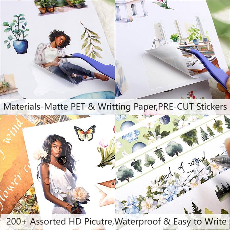 Dwpetzo A5 Pre-Cut Journal Sticker Book For Journaling  Dual Materials  Women House 20 Unique Junk Journal Stickers Paper Sheets For Scrapbooking Supplies Bujo Diy Crafts Arts - Image 3