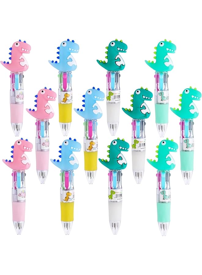 erorex 12 Pcs Dinosaur Pen Multicolor Dinosaur Ballpoint Pen Retractable Dinosaur Pen Shuttle Pen For Kid Office School Classroom Party Favors Goodie Bags Fillers Birthday Day Gifts And Prize - Image 1