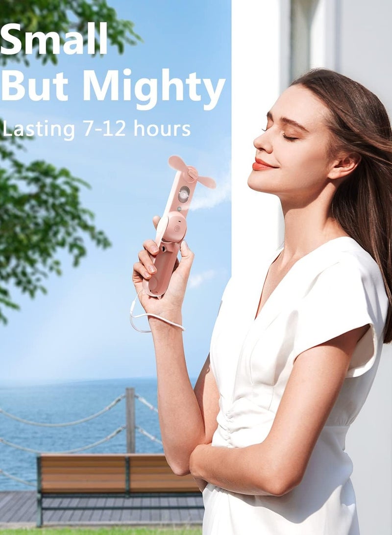 general Portable Handheld Fan, 2 IN 1 Mini Hand Fan, Battery Operated [8-15 Working Hours], USB Rechargeable Personal Foldable Fan for Indoor, Small Pocket Fan Travel Essentials for Outdoor Pink - Image 3