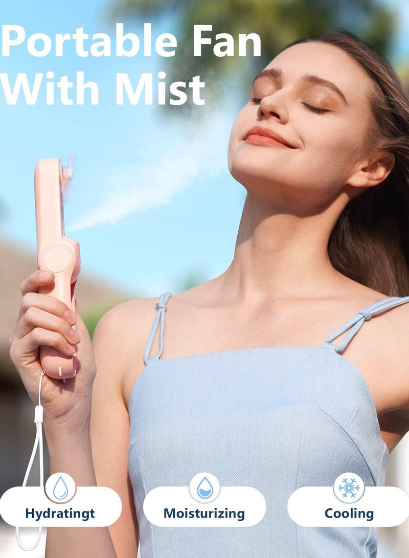 general Portable Handheld Fan, 2 IN 1 Mini Hand Fan, Battery Operated [8-15 Working Hours], USB Rechargeable Personal Foldable Fan for Indoor, Small Pocket Fan Travel Essentials for Outdoor Pink - Image 2