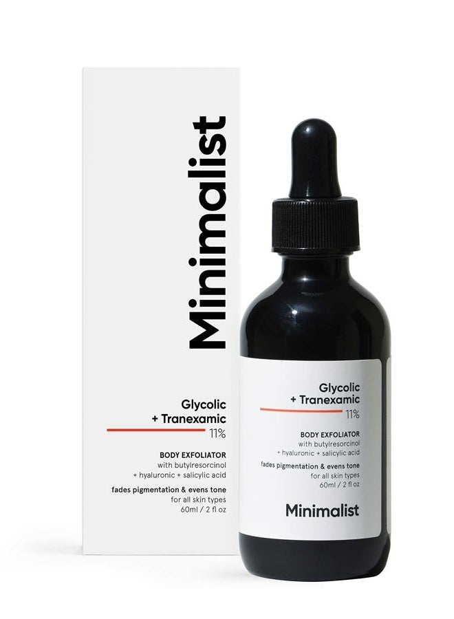 MINIMALIST مزيل البقع KP لالتهاب الجريبات الشعرية (جلد الفراولة/الساقين) | 11% حمض الجليكوليك وحمض الترانكساميك مقشر للجسم | يقلل من فرط التصبغ | للنساء والرجال | 2 أونصة سائلة / 60 مل - Image 1