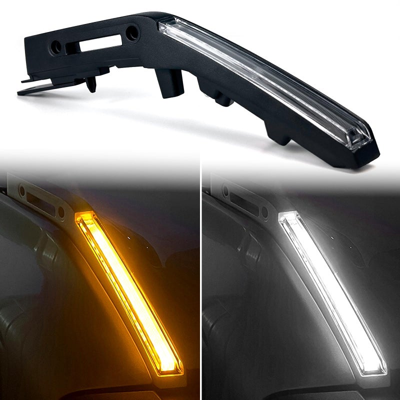KeeForthewin LED Hood Handle Lights fit for Ford Bronco 2021 2022 2023 2024 2025 Accessories Daytime Running Light Fog Light with White LED DRL - Amber Sequential Turn Signal - Image 1