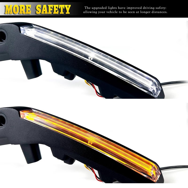 KeeForthewin LED Hood Handle Lights fit for Ford Bronco 2021 2022 2023 2024 2025 Accessories Daytime Running Light Fog Light with White LED DRL - Amber Sequential Turn Signal - Image 5