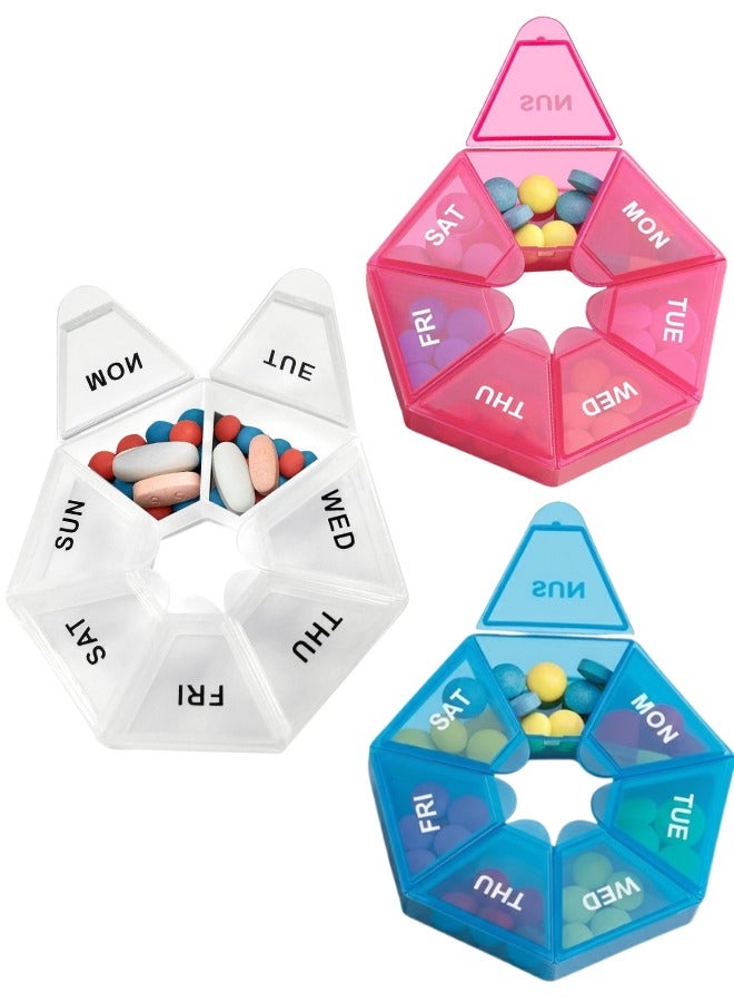 منظم حبوب الدواء والفيتامينات اليومي، موزع حبوب الدواء بتصميم يومي، مناسب للسفر والشنطة - عبوة من 3 قطع - Image 1
