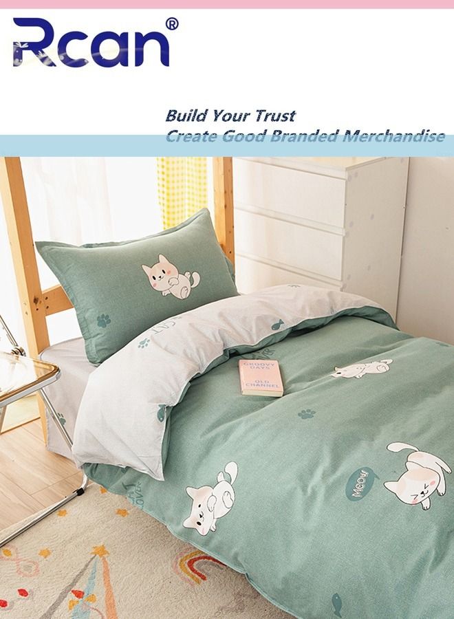 Rcan 3 Piece School Season Duvet Cover Set College Style Kids Bedding Quilt Cover Sheet Pillow Covers for Dormitory Single Bed Children's Bed for Boys Girls 150x200cm/ 59x78in - Image 1