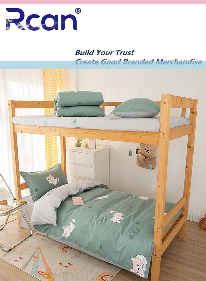 Rcan 3 Piece School Season Duvet Cover Set College Style Kids Bedding Quilt Cover Sheet Pillow Covers for Dormitory Single Bed Children's Bed for Boys Girls 150x200cm/ 59x78in - Image 2