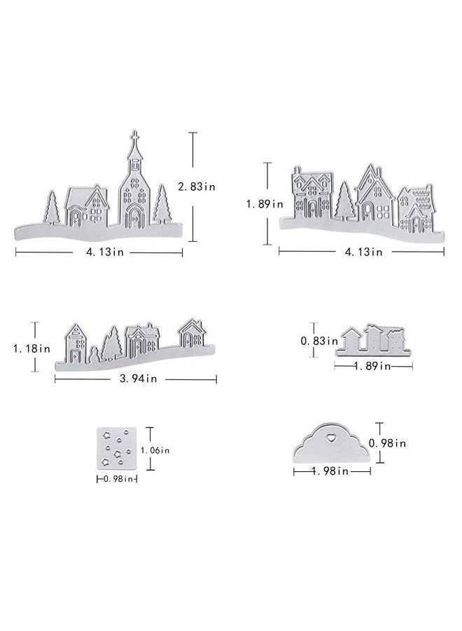 Hying Metal Village House Set Cutting Dies, Tree Star Cloud City Village Scene Die Cuts for Card Making Stencil Embossing Tool Scrapbooking DIY Etched Craft Dies - Image 5