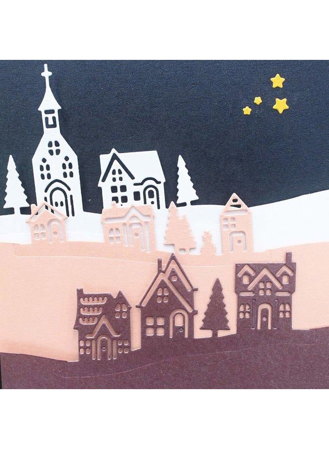 Hying Metal Village House Set Cutting Dies, Tree Star Cloud City Village Scene Die Cuts for Card Making Stencil Embossing Tool Scrapbooking DIY Etched Craft Dies - Image 2