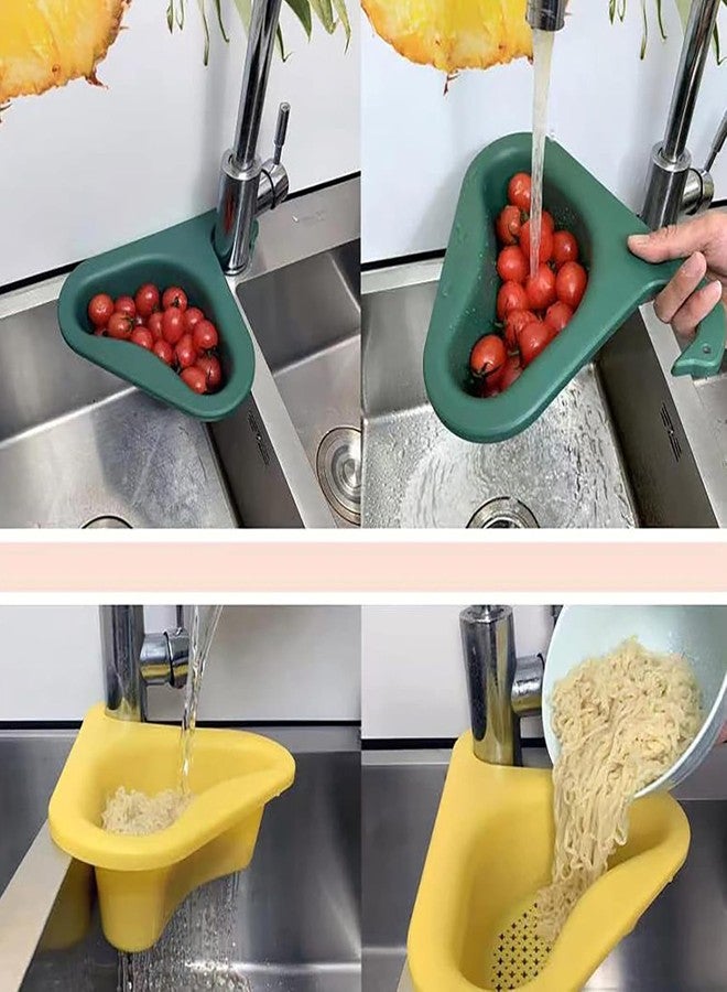 CREDSY Plastic Kitchen Sink Drain Basket - Multifunction Triangular Swan Shape Corner Food Catcher Strainer, Waste Drainer Basket (Multicolor, Pack of 2), 10X12X12 Cm, Multi-Coloured - Image 4