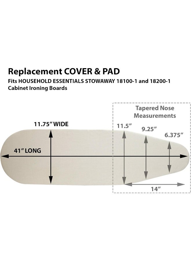 Household Essentials Household Essentials 2015 Stowaway Ironing Board Replacement Pad and Cover  41 x 115  Natural  - Image 2