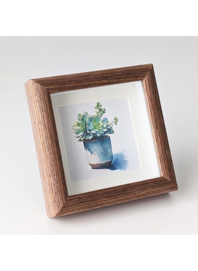 PLUSCHEN 4X4 Wooden Picture Frame with 3x3 Mat, 4x4 Sqaure Picture Frame with Glass For Desktop Display - Image 1