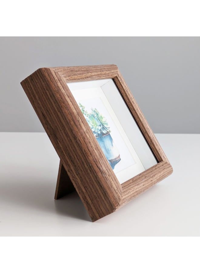 PLUSCHEN 4X4 Wooden Picture Frame with 3x3 Mat, 4x4 Sqaure Picture Frame with Glass For Desktop Display - Image 2