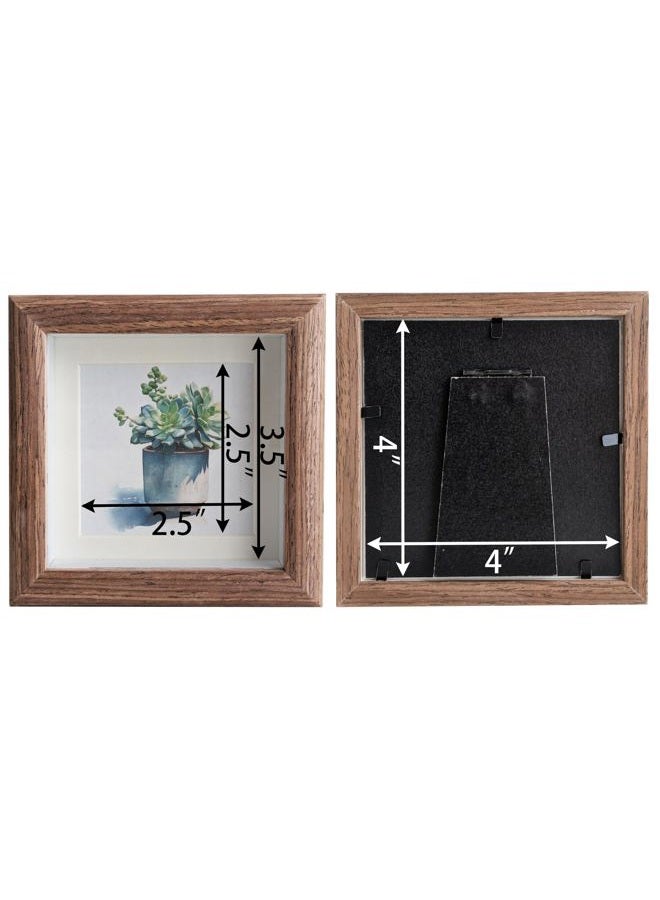 PLUSCHEN 4X4 Wooden Picture Frame with 3x3 Mat, 4x4 Sqaure Picture Frame with Glass For Desktop Display - Image 4