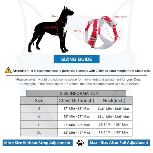 HANK Dog Harness | 3M Reflective Strap | Dog Body Vest for Medium Dogs | Soft Comfortable Padded | Anti Pull Harness for Walking, Training (Red - Grey - M (14-22Kg) - Image 5