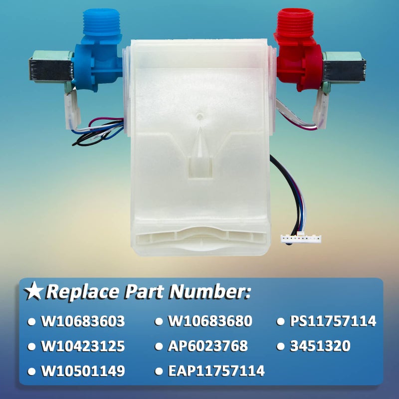 AUGSMIAR W10683603 Washer Water Valve Replacement Compatible With Whirlpool Kenmore Amana Maytag Crosley Inglis Etc. Replace Wpw10683603 W10423125 W10683680 Ap6023768 Ps11757114 - Image 3