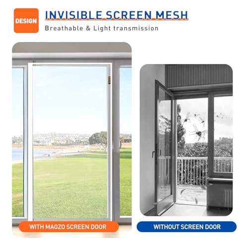 MAGZO Magnetic Screen Door Fits Door Size 36 x 80 Inches White, Screen Size 38 x 81 Inches Side Opening Polyester Screen Curtain for Patio Door - Image 4