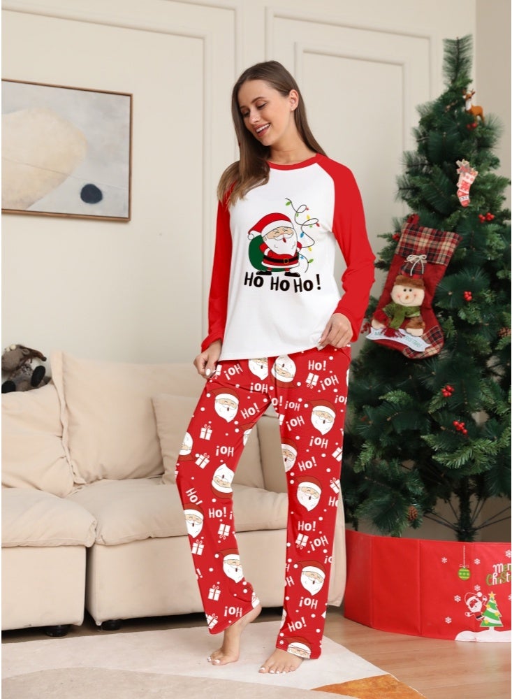 GGEROU بيجامات عائلية لعيد الميلاد بيجامات طويلة لعيد الميلاد مطابقة للعائلة بيجامات شتوية للنساء والرجال والأطفال دافئة بأكمام طويلة وياقة مريحة (أم) - Image 3
