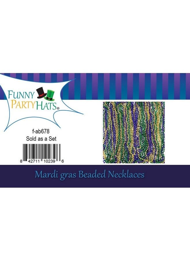 Funny Party Hats - Mardi Gras Beads Accessories Carnival Necklaces 33" Inches Mardi Gras Party 144 Pc - Image 1