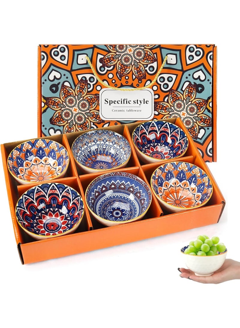 مجموعة بولات سيراميك بنمط بوهيمي آمنة للاستخدام في الميكروويف وغسالة الأطباق للأرز والحبوب والوجبات الخفيفة والفواكه والصلصة ل- 6 قطع- متعدد الاشكال - متعدد الالوان - Image 1