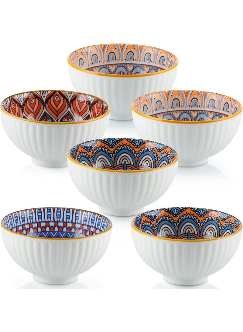 مجموعة بولات سيراميك بنمط بوهيمي آمنة للاستخدام في الميكروويف وغسالة الأطباق للأرز والحبوب والوجبات الخفيفة والفواكه والصلصة ل- 6 قطع- متعدد الاشكال - متعدد الالوان - Image 2