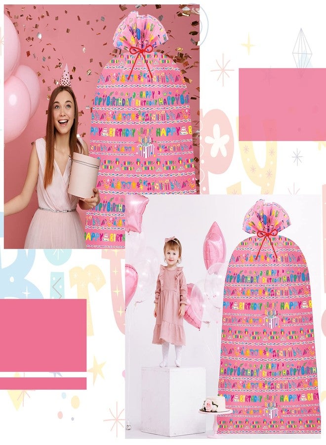 تيلينغ قطعتان من أكياس هدايا الدراجات الجامبو مقاس 80 × 60 بوصة، أكياس هدايا عيد ميلاد كبيرة جدًا، أكياس هدايا بلاستيكية كبيرة، حقيبة هدايا عيد ميلاد للهدايا الثقيلة، أكياس هدايا حفلات أعياد الميلاد الكبيرة، حقيبة هدايا لحفلات استقبال المولود (وردي) - Image 4