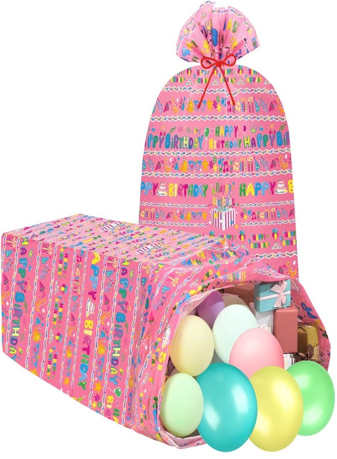 تيلينغ قطعتان من أكياس هدايا الدراجات الجامبو مقاس 80 × 60 بوصة، أكياس هدايا عيد ميلاد كبيرة جدًا، أكياس هدايا بلاستيكية كبيرة، حقيبة هدايا عيد ميلاد للهدايا الثقيلة، أكياس هدايا حفلات أعياد الميلاد الكبيرة، حقيبة هدايا لحفلات استقبال المولود (وردي) - Image 1