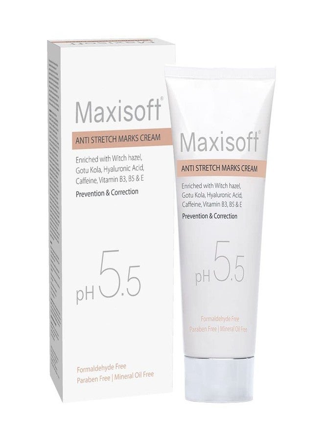 Maxisoft Anti Stretch Marks Cream 100 gm | With Hyaluronic Acid, Gotu Kola, Caffeine & Vitamin B3, B5 & E | natural stretch mark remover Paraben & Mineral Oil Free Cream (Pack of 1 X 100 gm) - Image 1