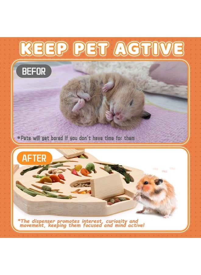 Sieral Sieral Wooden Enrichment Foraging Toy for Small Pet 7.7''x 7.1'' Interactive Hide Treats Puzzle Rabbit Small Animal Mental Stimulation Boredom Toys for Guinea Pig Hamster Bunny Rat Chinchilla  - Image 3