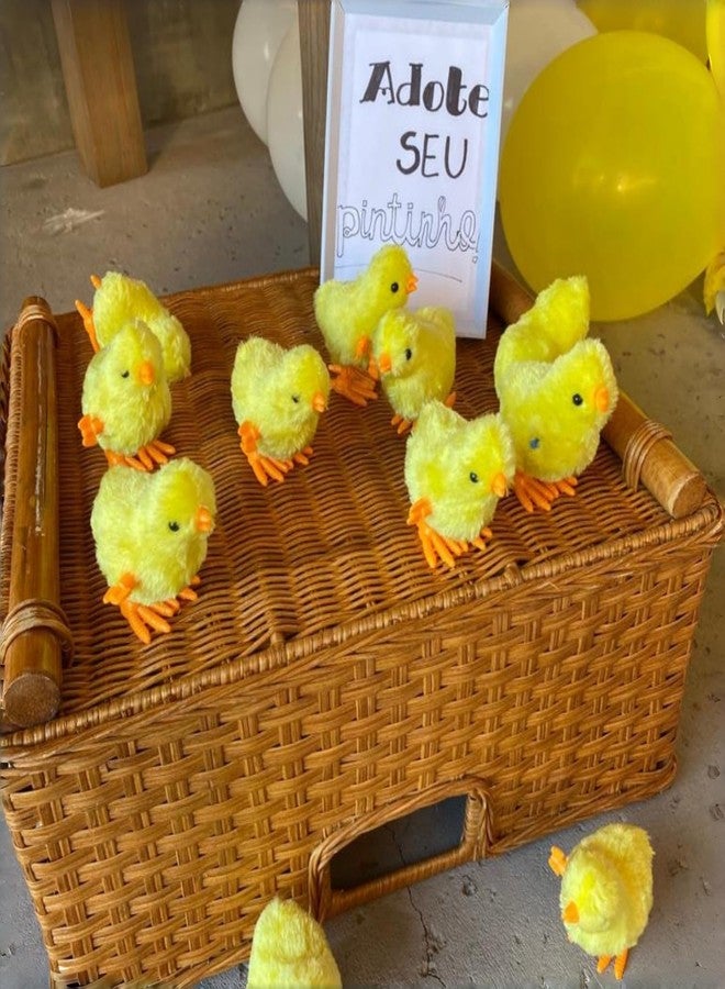 YGbridge Wind Up Chicken Toys, 12 Pcs Wind-Up Jumping Baby Chicks, Plush Chicks Stuffed Animal for Easter Egg Fillers, Goodie Bags Treasure Chest Party Favors Gift (12) - Image 4