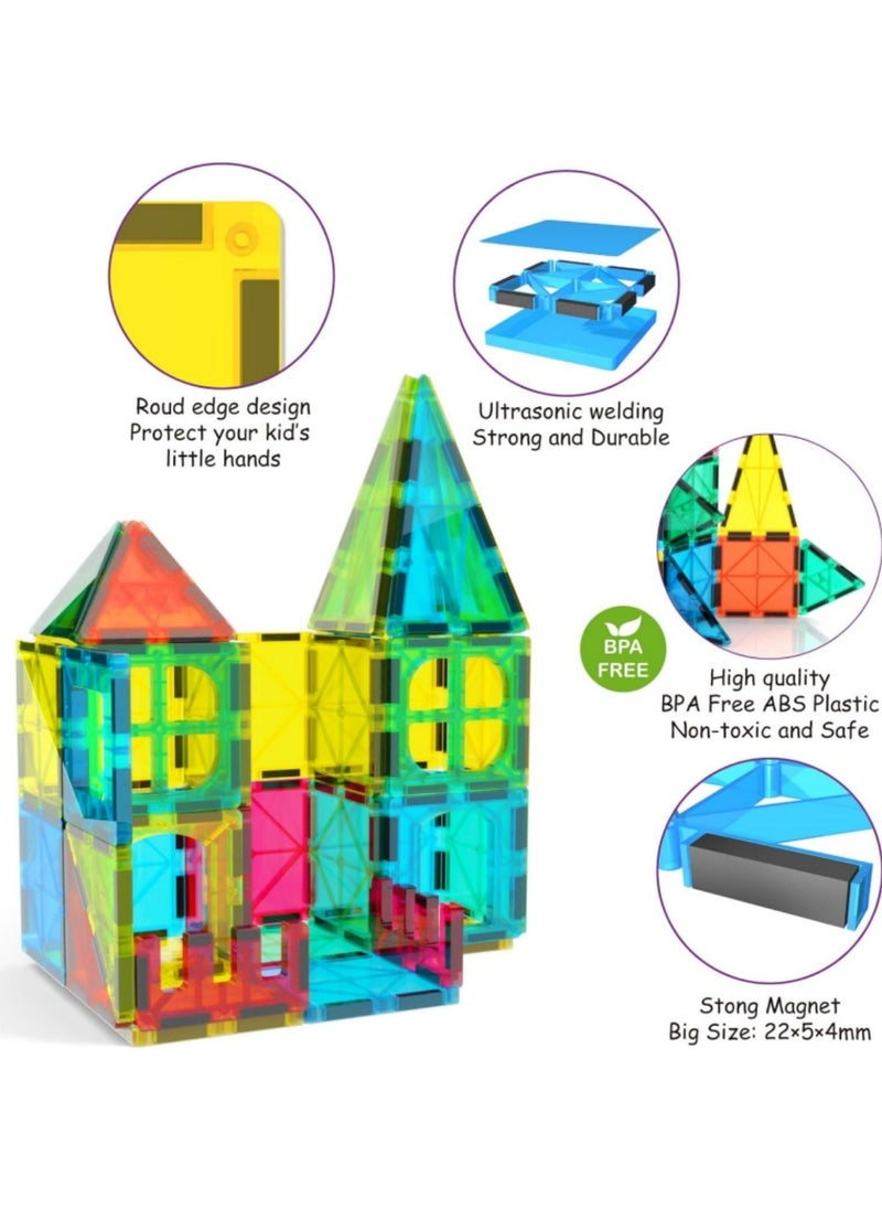 Mmmon 88Pcs Magnetic Tiles Kids Magnetic Blocks Building Sets 3D Magnet Tile Building Blocks Toy Construction Educational Toys Gifts for Toddlers Boys Girls  - Image 4