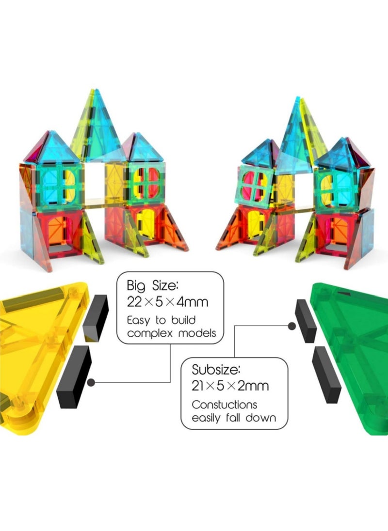 Mmmon 88Pcs Magnetic Tiles Kids Magnetic Blocks Building Sets 3D Magnet Tile Building Blocks Toy Construction Educational Toys Gifts for Toddlers Boys Girls  - Image 3