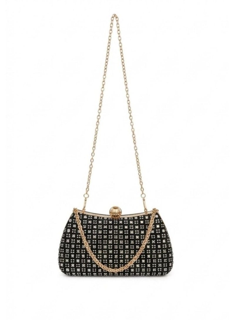 Women's handbag and crossbody bag adorned with sparkling crystal rhinestones and sequins; a perfect handbag for weddings and proms. - Image 3