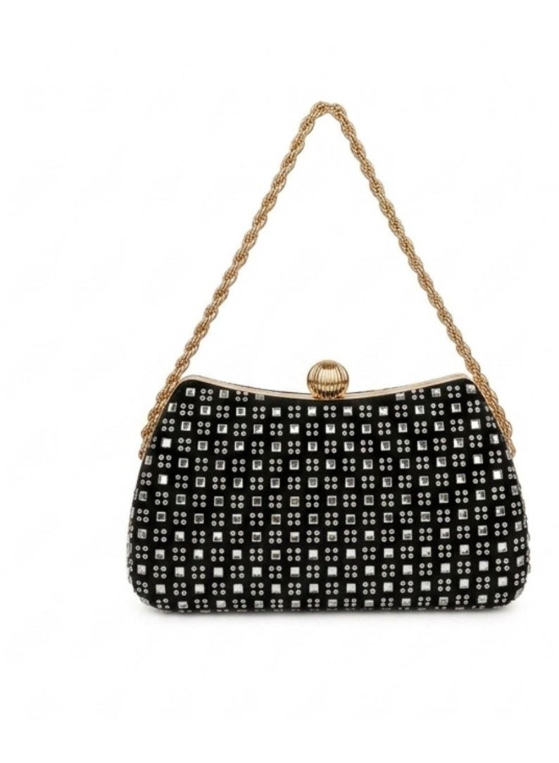 Women's handbag and crossbody bag adorned with sparkling crystal rhinestones and sequins; a perfect handbag for weddings and proms. - Image 1