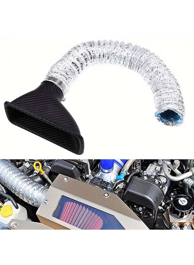 Universal Car Front Bumper Air Intake Pipe Kit Carbon Fiber Look Set Of Round Shapes - Image 4