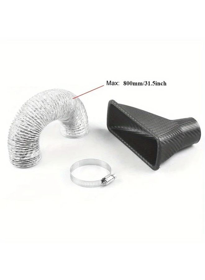 Universal Car Front Bumper Air Intake Pipe Kit Carbon Fiber Look Set Of Round Shapes - Image 5
