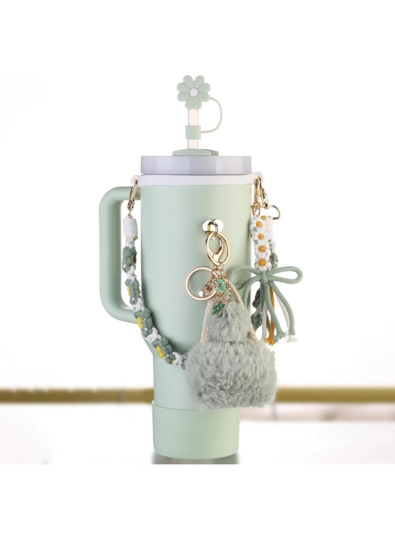 YOUGE Stanley Cup Accessories Set Including Siliocne Straw Cover, Siliocne Boot, Water Bottle Handle Strap for Stanley Cup 40oz 30oz Tumbler with Handle(Green) - Image 2