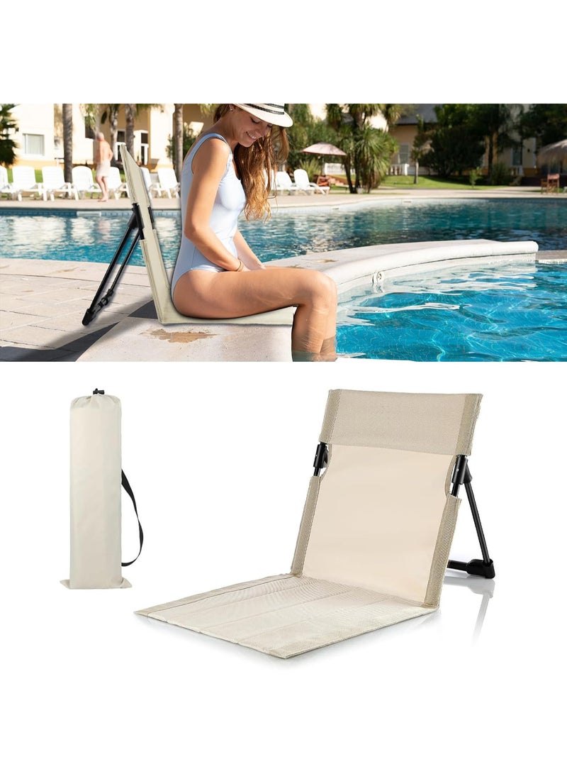 HI-FINE Foldable Seat for Poolside Chairs, Portable Outdoor Poolside Chairs for Edge of Pool, Beach Chair, SwimmingPool Accessories, Pool Seats for Edge,Beach Camping Picnic Lawn Accessories-Light Beige - Image 1
